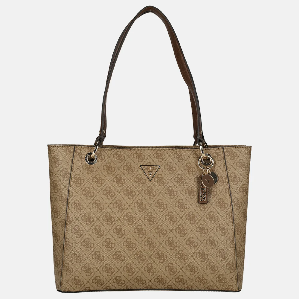 Guess Noelle schoudertas latte logo brown bij Duifhuizen